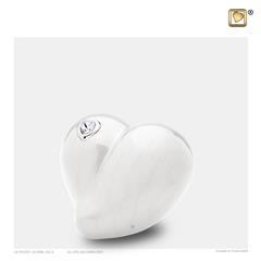 LoveHeart keepsake Pearl White&Pol silver with Swarovski